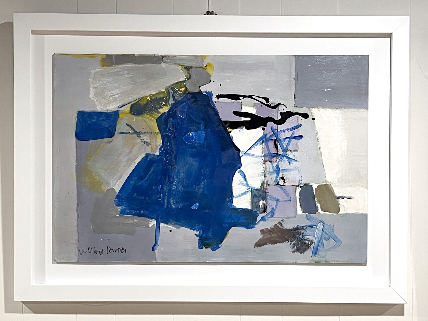 WILLARD DOWNES ANTIQUE MID CENTURY MODERN ABSTRACT OIL ON BOARD