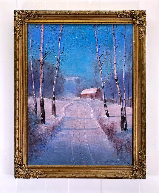 Winter Landscape by Svend Svendsen Oil on Canvas - Listed Illinois Artist