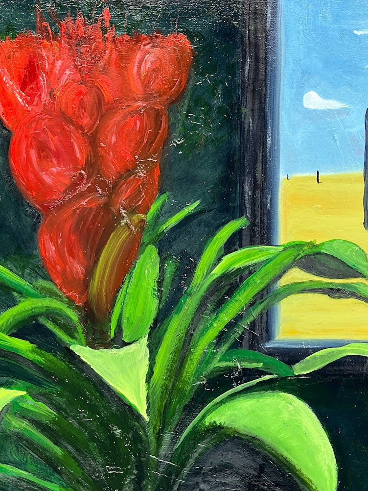 Bromeliad with landscape, Oil on Canvas by Kneelinghorse  2023
