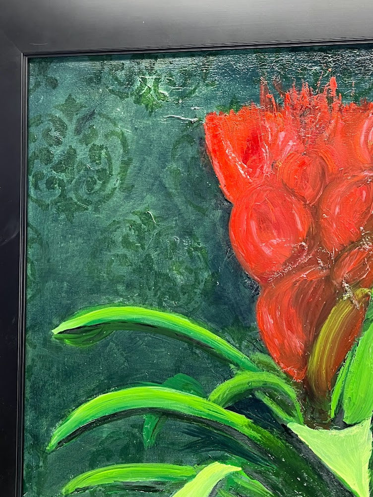 Bromeliad with landscape, Oil on Canvas by Kneelinghorse  2023