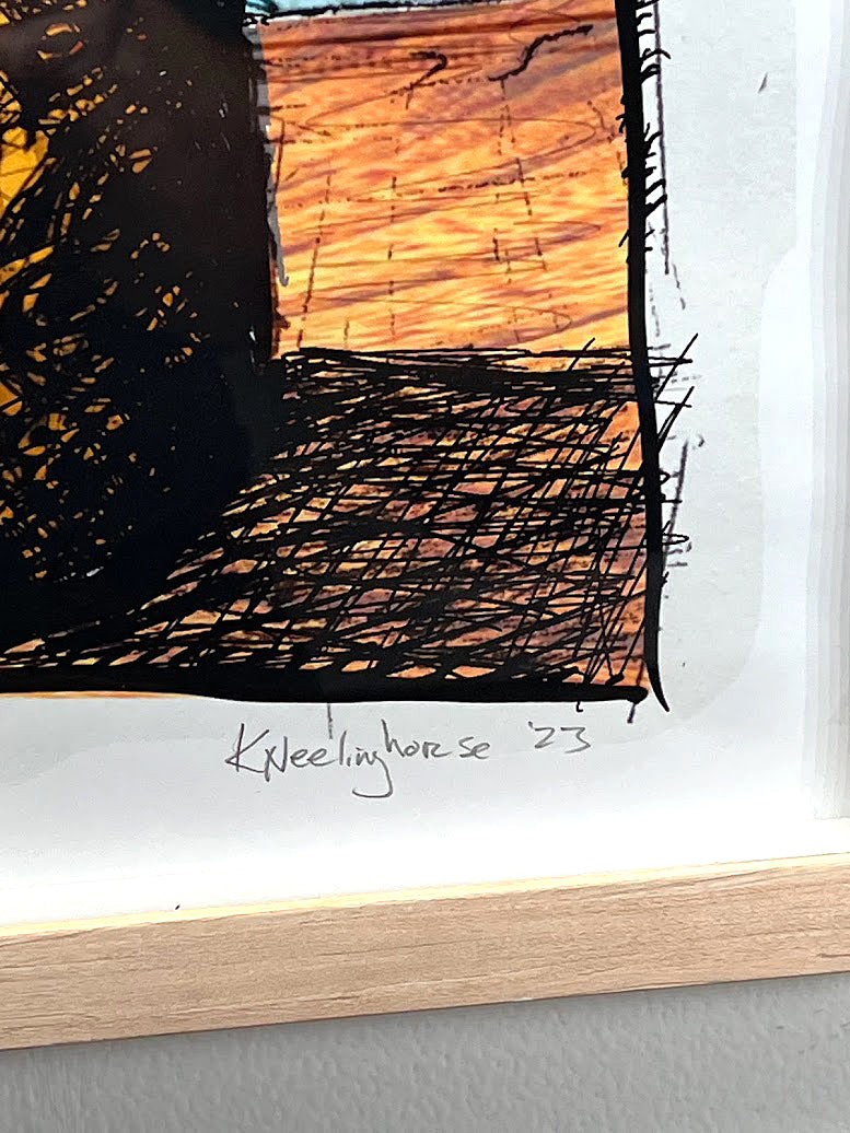 "Flower V1" with Natural Frame 18" x 24" AP print by Kneelinghorse