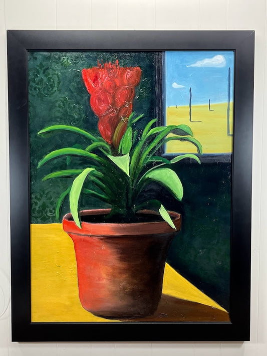 Bromeliad with landscape, Oil on Canvas by Kneelinghorse  2023